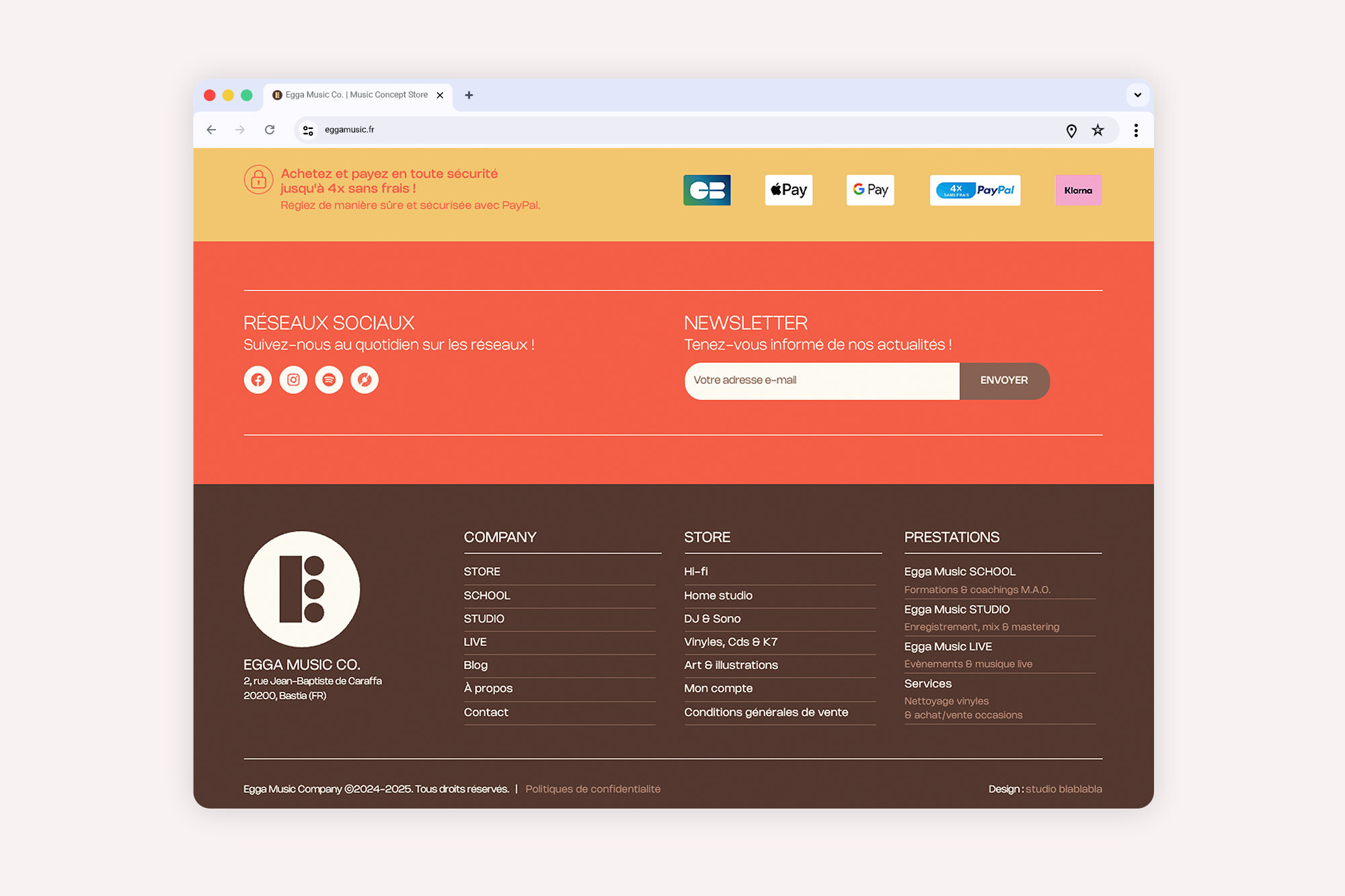 Wordpress web design Egga Music Co.
