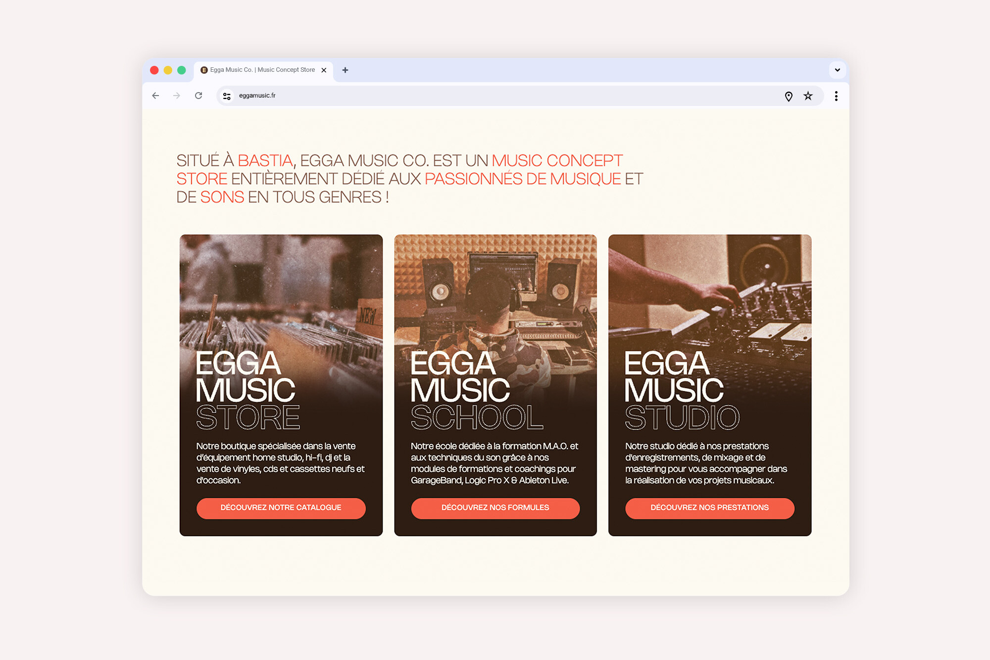 Wordpress web design Egga Music Co.